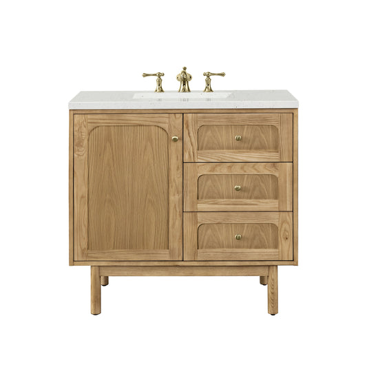 James Martin Vanities Laurent 36" Light Natural Oak Single Vanity With 3 cm Lime Delight Top