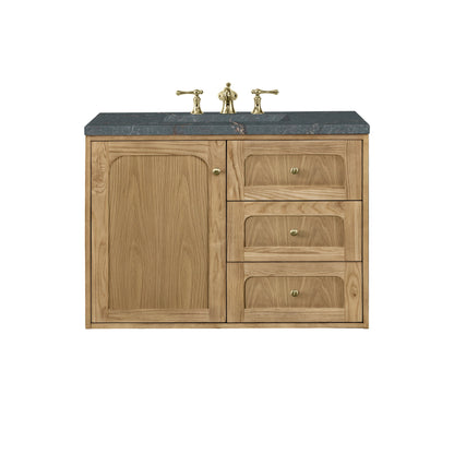 James Martin Vanities Laurent 36" Light Natural Oak Single Vanity With 3 cm Parisien Bleu Top