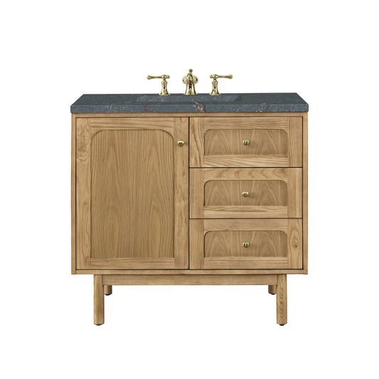 James Martin Vanities Laurent 36" Light Natural Oak Single Vanity With 3 cm Parisien Bleu Top