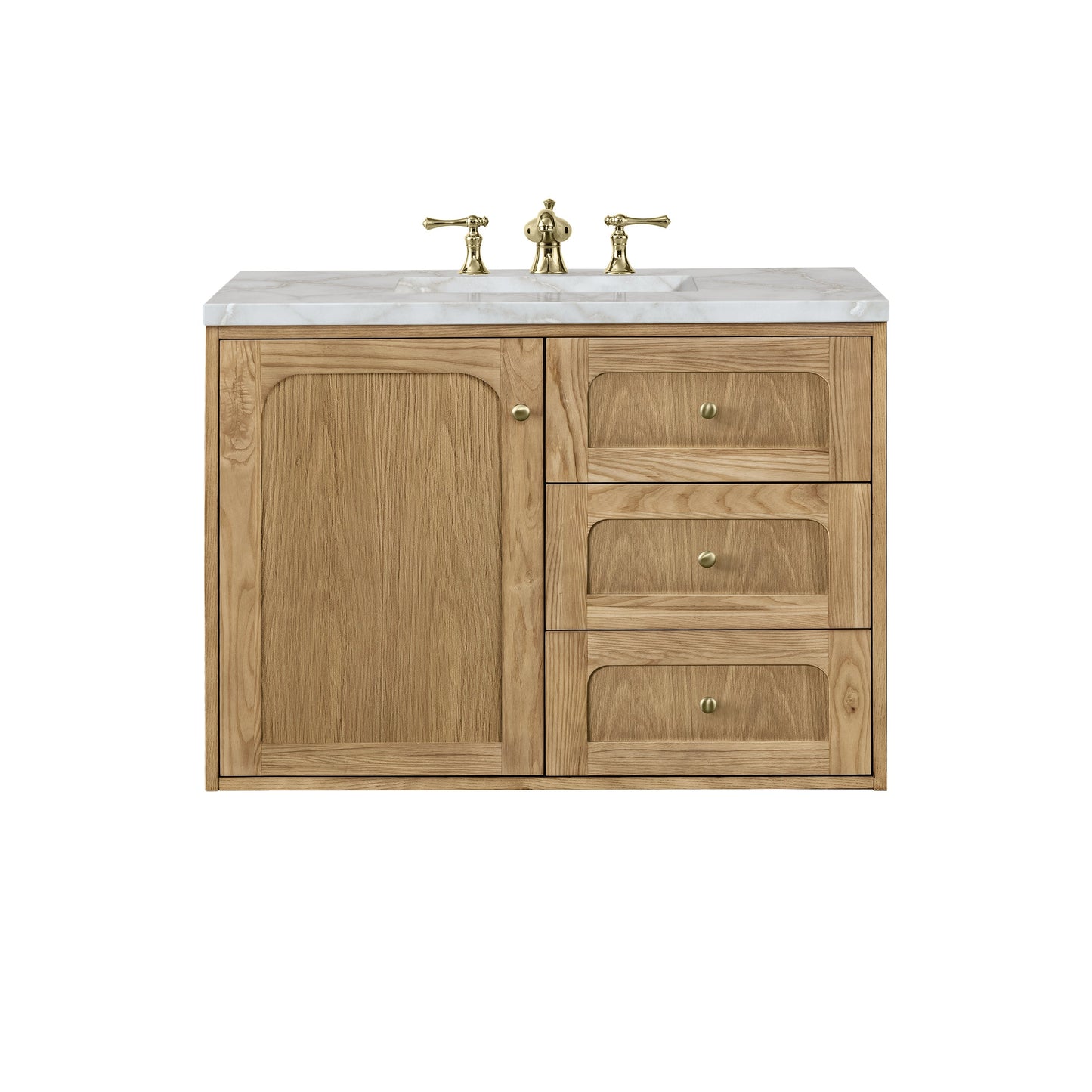 James Martin Vanities Laurent 36" Light Natural Oak Single Vanity With 3 cm Victorian Silver Top