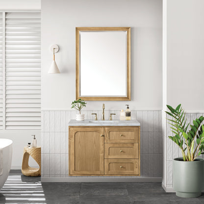 James Martin Vanities Laurent 36" Light Natural Oak Single Vanity With 3 cm Victorian Silver Top