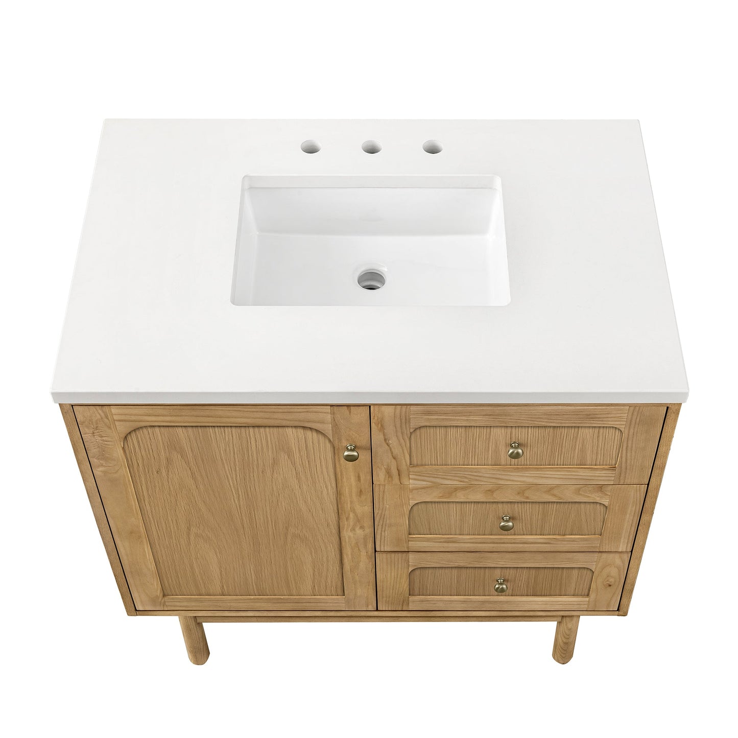 James Martin Vanities Laurent 36" Light Natural Oak Single Vanity With 3 cm White Zeus Top