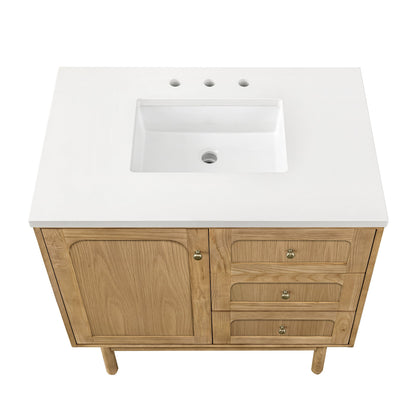 James Martin Vanities Laurent 36" Light Natural Oak Single Vanity With 3 cm White Zeus Top