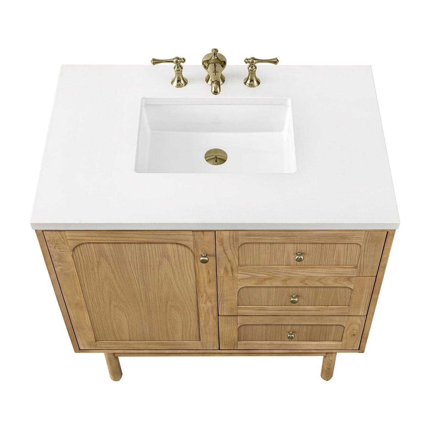 James Martin Vanities Laurent 36" Light Natural Oak Single Vanity With 3 cm White Zeus Top