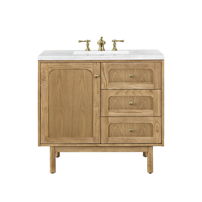 James Martin Vanities Laurent 36" Light Natural Oak Single Vanity With 3cm Arctic Fall Top