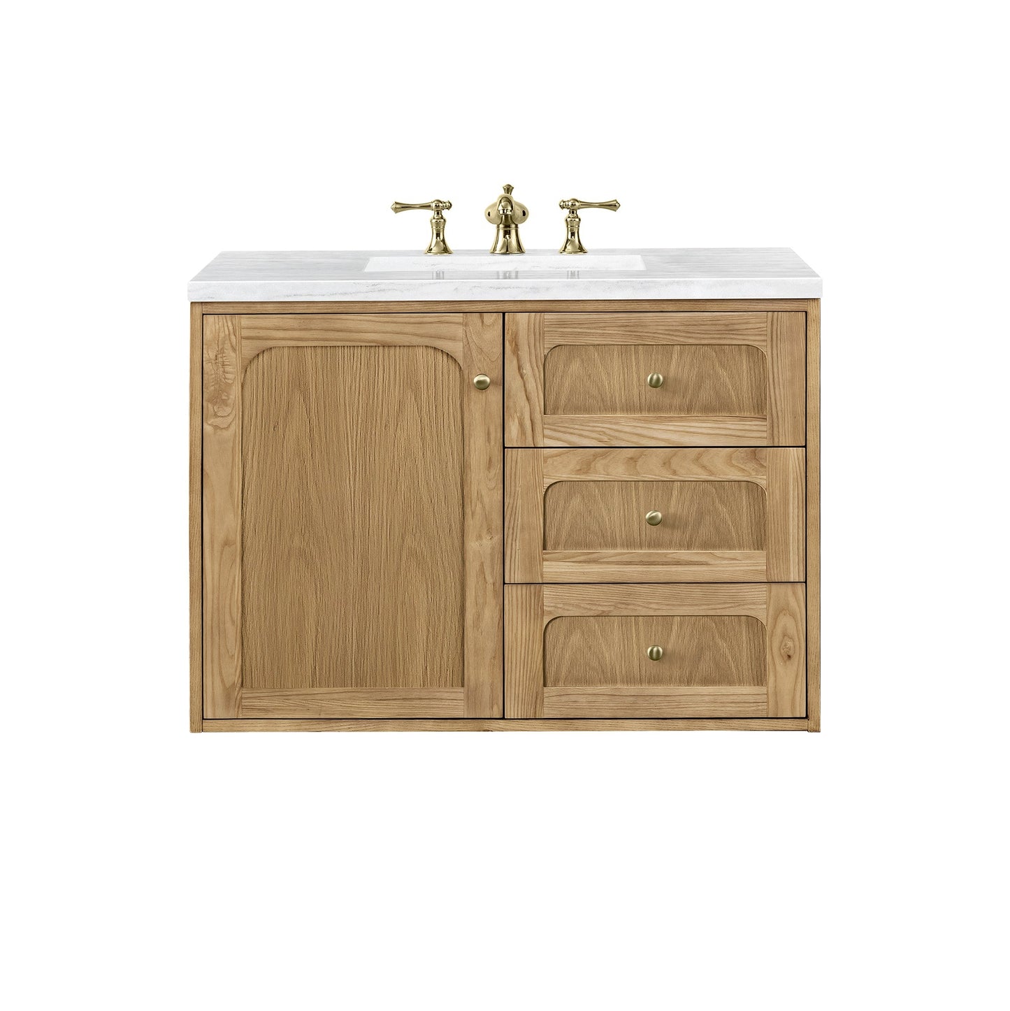 James Martin Vanities Laurent 36" Light Natural Oak Single Vanity With 3cm Arctic Fall Top