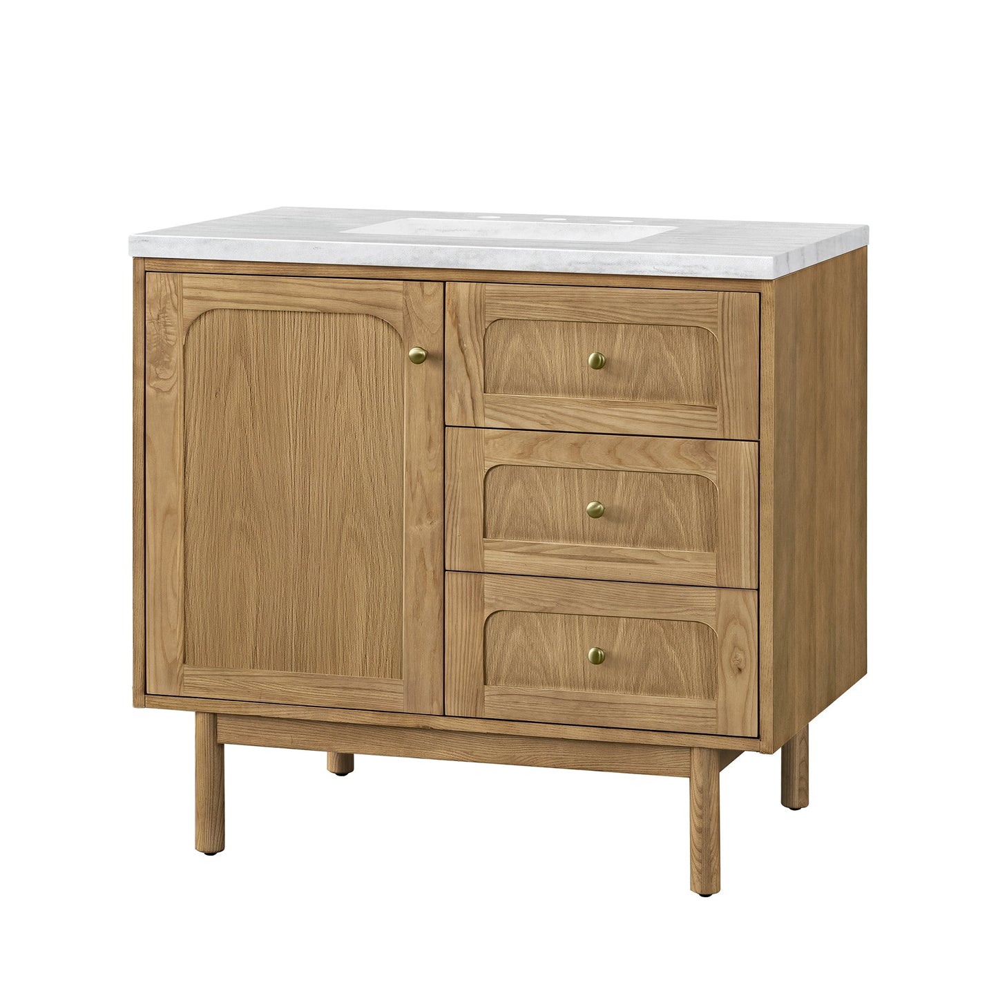 James Martin Vanities Laurent 36" Light Natural Oak Single Vanity With 3cm Arctic Fall Top