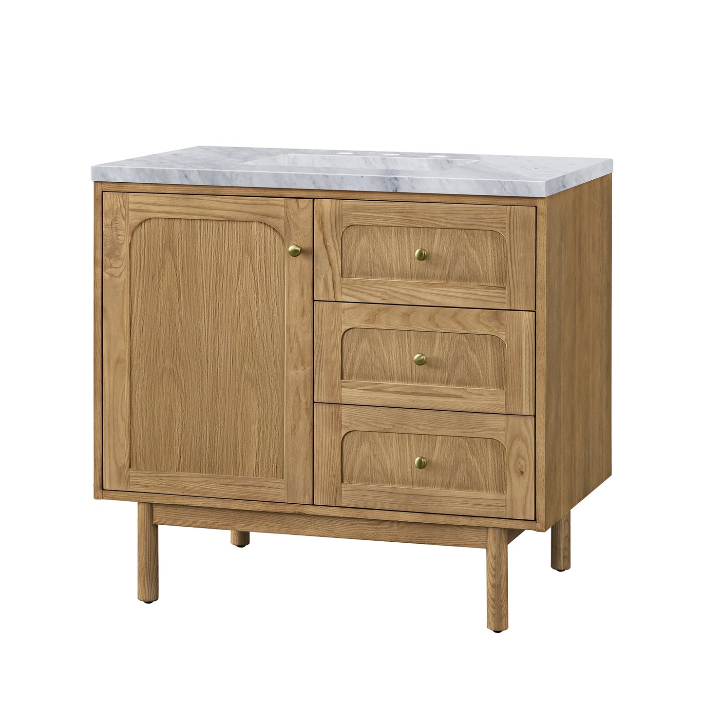 James Martin Vanities Laurent 36" Light Natural Oak Single Vanity With 3cm Carrara Marble Top