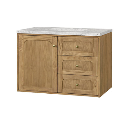 James Martin Vanities Laurent 36" Light Natural Oak Single Vanity With 3cm Eternal Jasmine Pearl Top