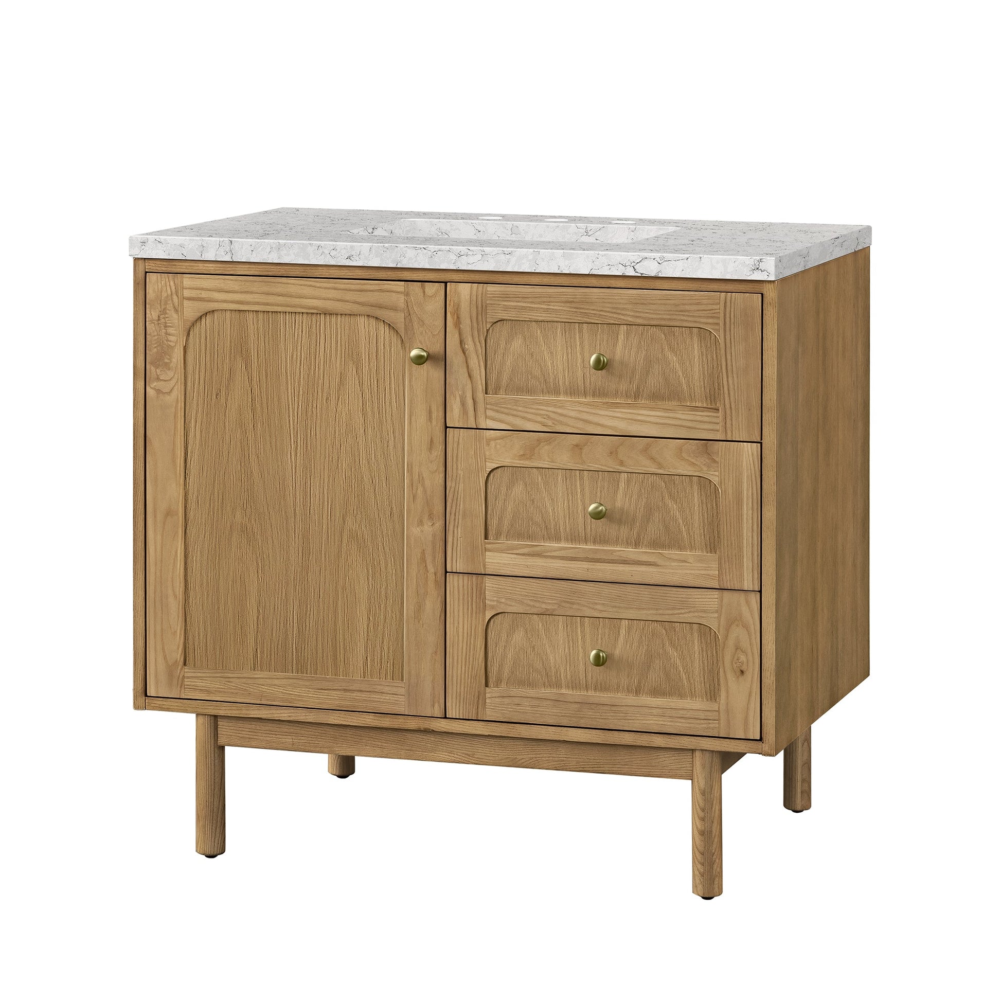 James Martin Vanities Laurent 36" Light Natural Oak Single Vanity With 3cm Eternal Jasmine Pearl Top