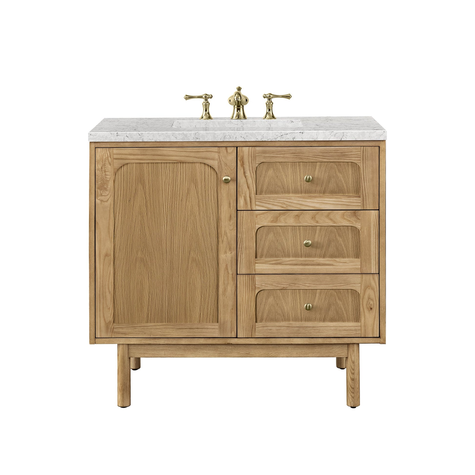 James Martin Vanities Laurent 36" Light Natural Oak Single Vanity With 3cm Eternal Jasmine Pearl Top