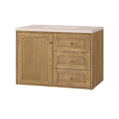 James Martin Vanities Laurent 36" Light Natural Oak Single Vanity With 3cm Eternal Marfil Top