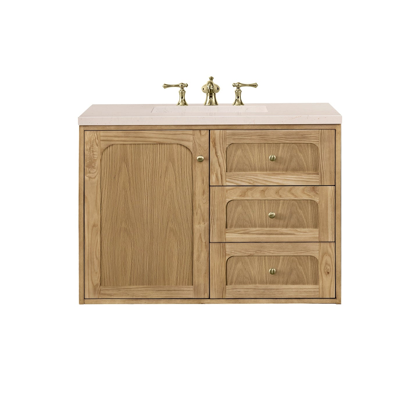 James Martin Vanities Laurent 36" Light Natural Oak Single Vanity With 3cm Eternal Marfil Top