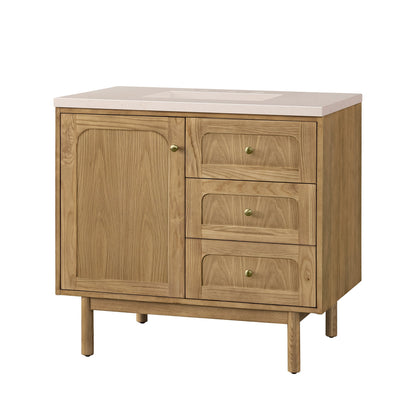 James Martin Vanities Laurent 36" Light Natural Oak Single Vanity With 3cm Eternal Marfil Top