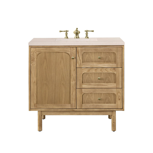 James Martin Vanities Laurent 36" Light Natural Oak Single Vanity With 3cm Eternal Marfil Top