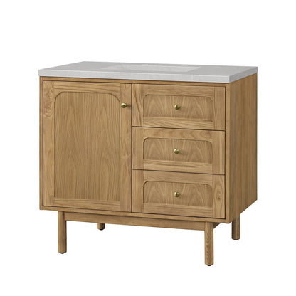 James Martin Vanities Laurent 36" Light Natural Oak Single Vanity With 3cm Eternal Serena Top