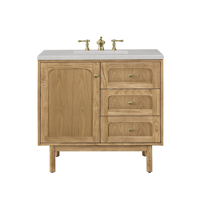 James Martin Vanities Laurent 36" Light Natural Oak Single Vanity With 3cm Eternal Serena Top