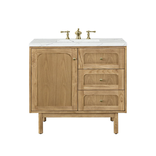 James Martin Vanities Laurent 36" Light Natural Oak Single Vanity With 3cm Ethereal Noctis Top