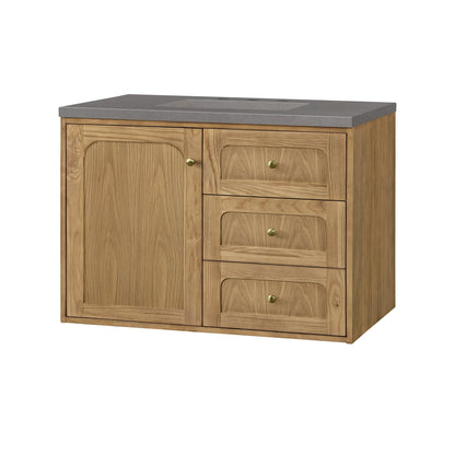 James Martin Vanities Laurent 36" Light Natural Oak Single Vanity With 3cm Grey Expo Top