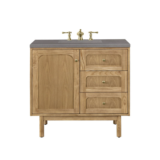 James Martin Vanities Laurent 36" Light Natural Oak Single Vanity With 3cm Grey Expo Top