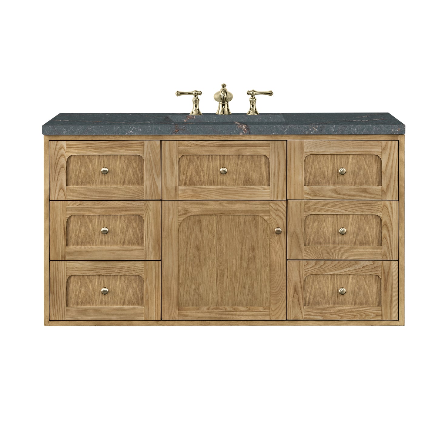 James Martin Vanities Laurent 48" Light Natural Oak Single Vanity With 3 cm Parisien Bleu Top and FreePower Wireless Charger
