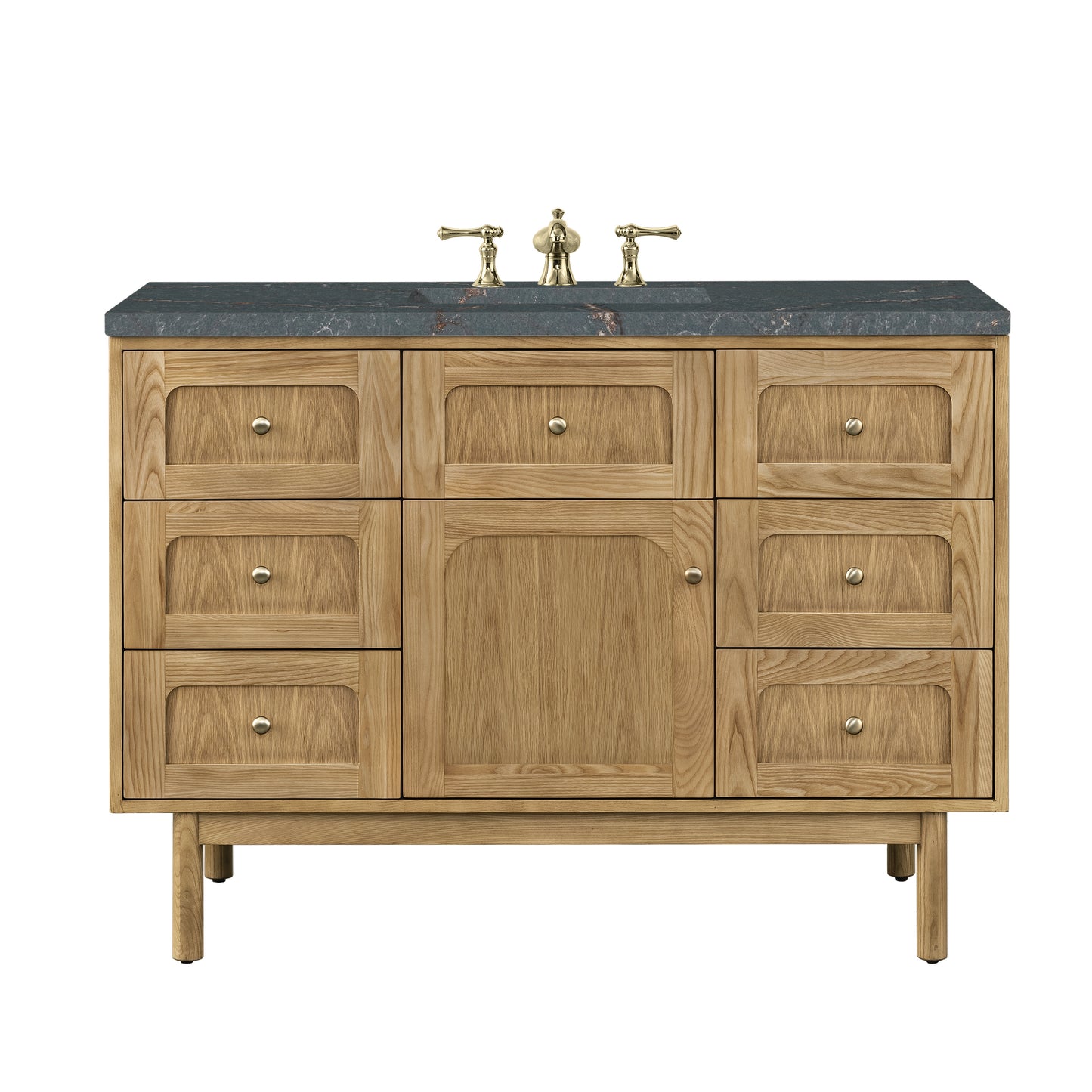 James Martin Vanities Laurent 48" Light Natural Oak Single Vanity With 3 cm Parisien Bleu Top and FreePower Wireless Charger