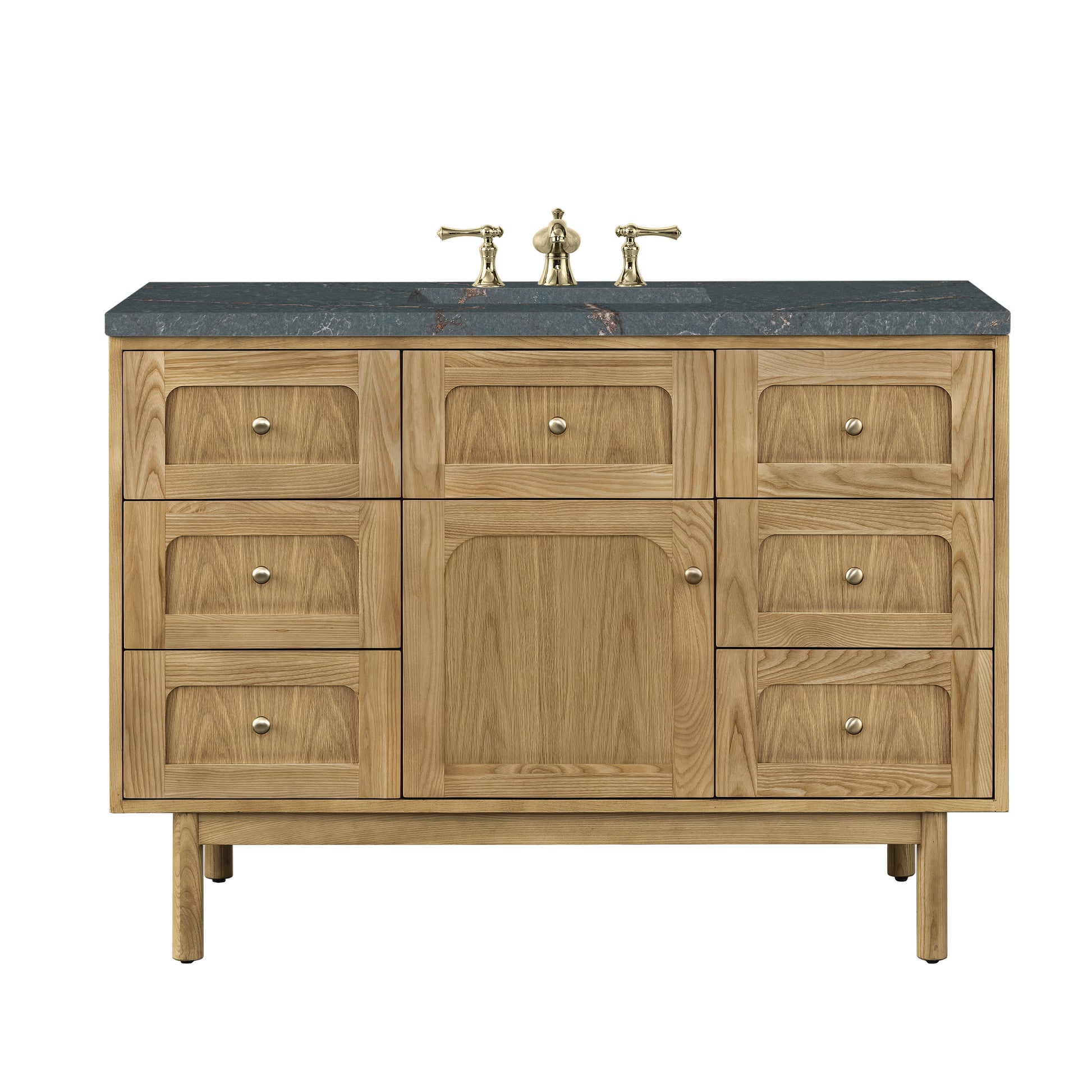 James Martin Vanities Laurent 48" Light Natural Oak Single Vanity With 3 cm Parisien Bleu Top and FreePower Wireless Charger