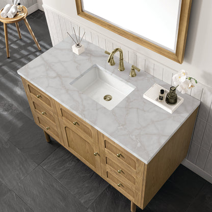 James Martin Vanities Laurent 48" Light Natural Oak Single Vanity With 3 cm Victorian Silver Top