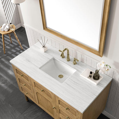 James Martin Vanities Laurent 48" Light Natural Oak Single Vanity With 3cm Arctic Fall Top