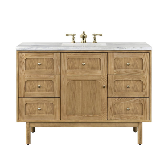 James Martin Vanities Laurent 48" Light Natural Oak Single Vanity With 3cm Arctic Fall Top