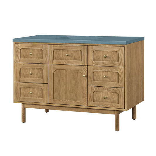 James Martin Vanities Laurent 48" Light Natural Oak Single Vanity With 3cm Cala Blue Top