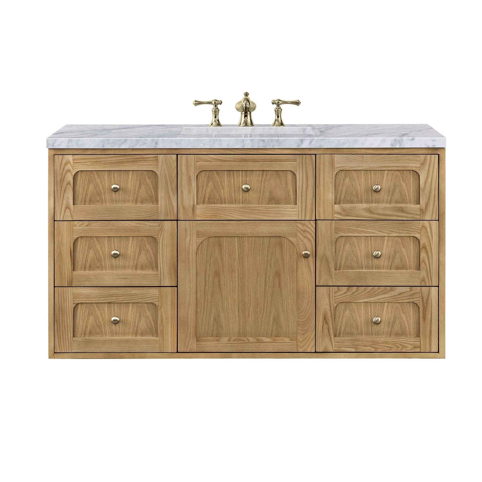 James Martin Vanities Laurent 48" Light Natural Oak Single Vanity With 3cm Carrara Marble Top