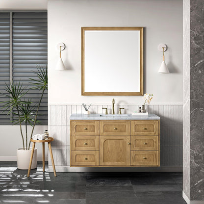 James Martin Vanities Laurent 48" Light Natural Oak Single Vanity With 3cm Carrara Marble Top