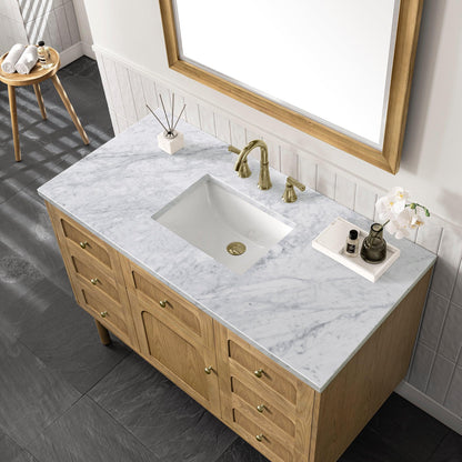 James Martin Vanities Laurent 48" Light Natural Oak Single Vanity With 3cm Carrara Marble Top