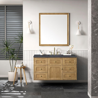 James Martin Vanities Laurent 48" Light Natural Oak Single Vanity With 3cm Charcoal Soapstone Top