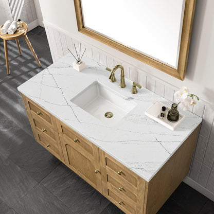 James Martin Vanities Laurent 48" Light Natural Oak Single Vanity With 3cm Ethereal Noctis Top