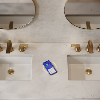 James Martin Vanities Laurent 60" Light Natural Oak Double Vanity With 3 cm Victorian Silver Quartz Top and FreePower Wireless Charger