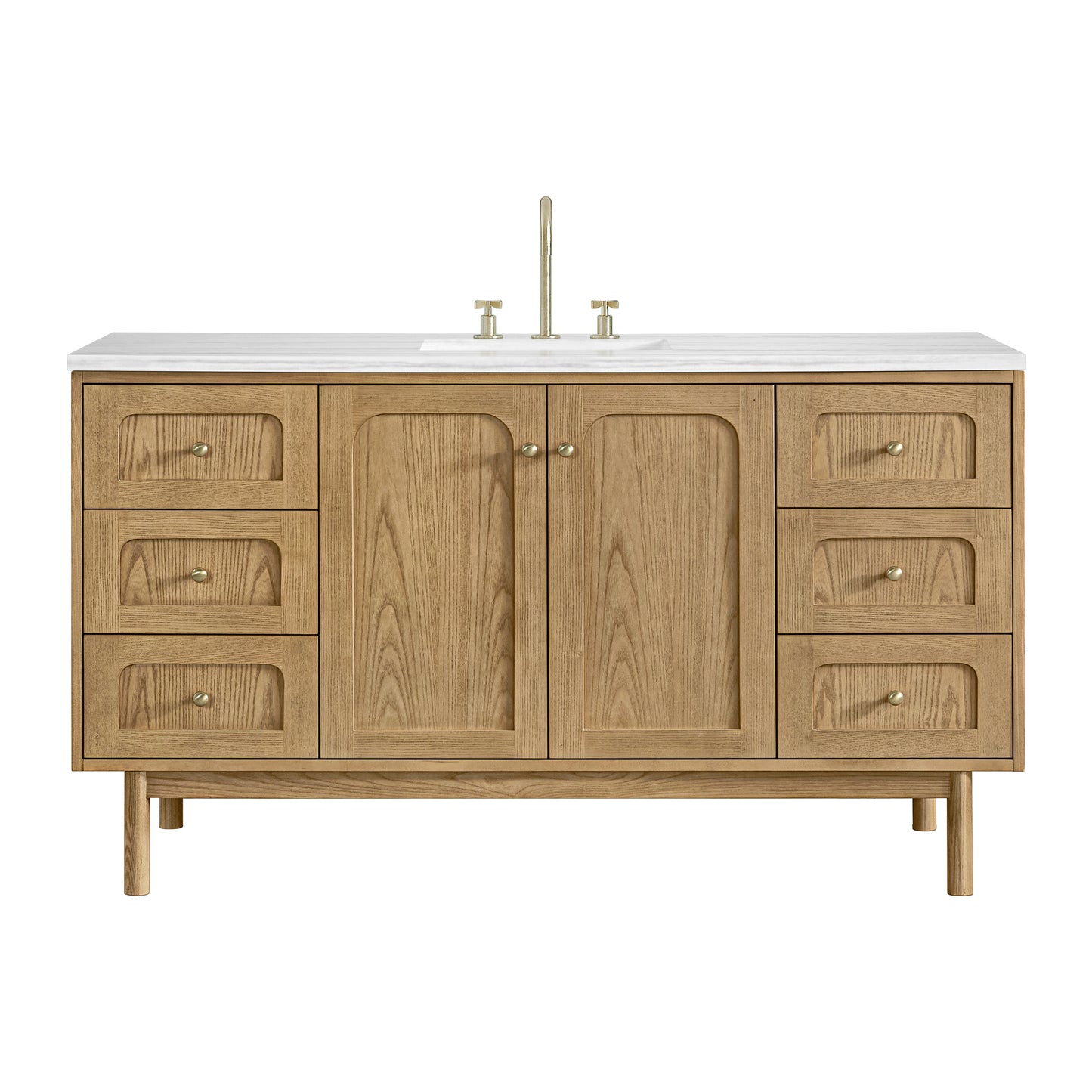 James Martin Vanities Laurent 60" Light Natural Oak Single Vanity With 3cm Arctic Fall Solid Surface Top