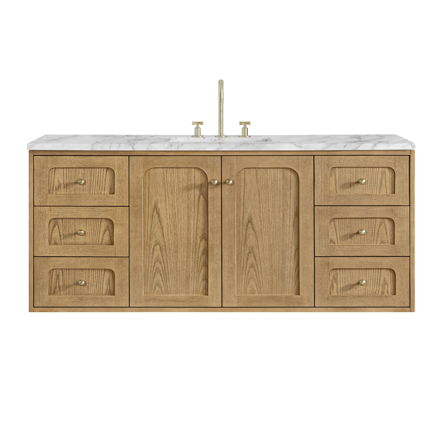 James Martin Vanities Laurent 60" Light Natural Oak Single Vanity With 3cm Carrara Marble Top
