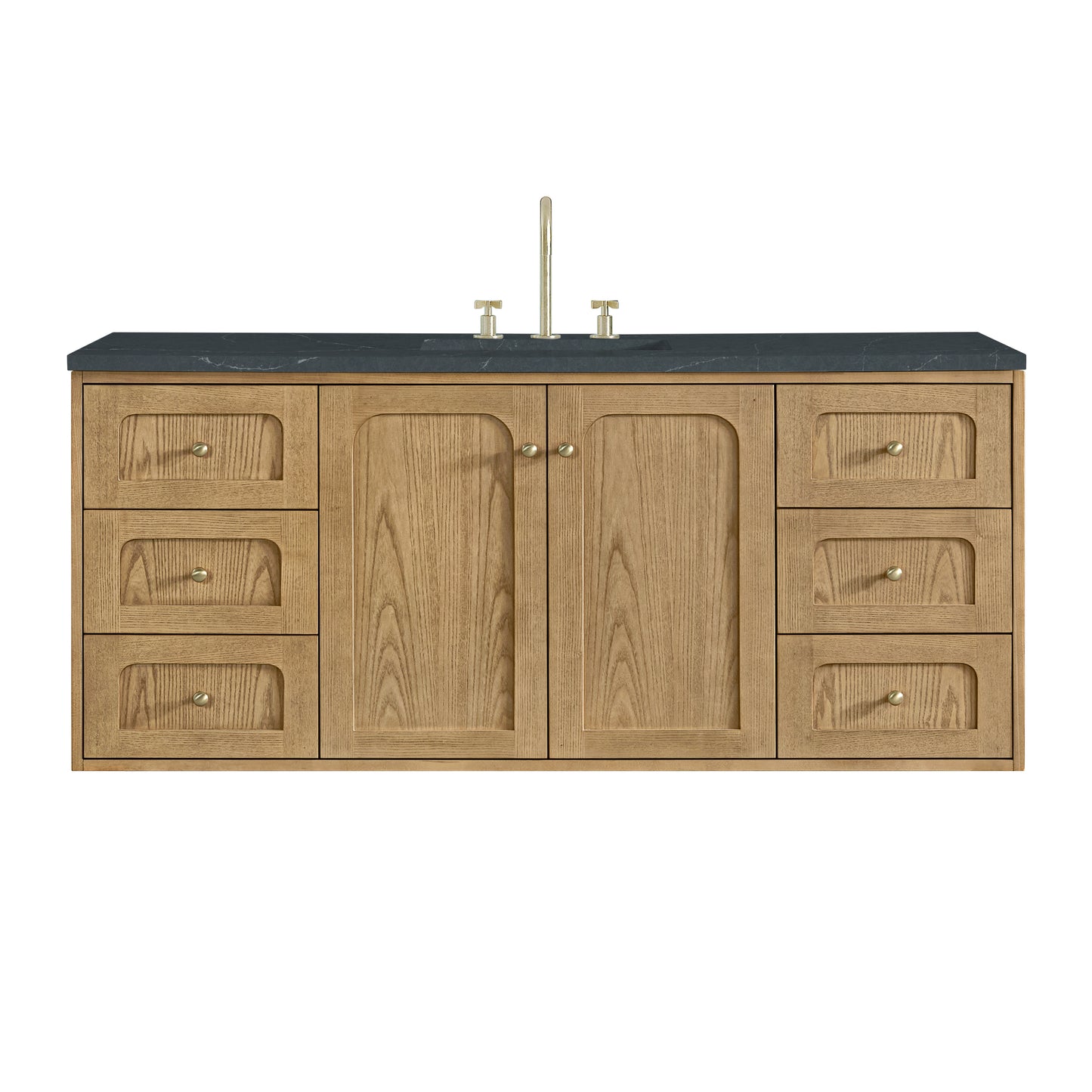 James Martin Vanities Laurent 60" Light Natural Oak Single Vanity With 3cm Charcoal Soapstone Quartz Top