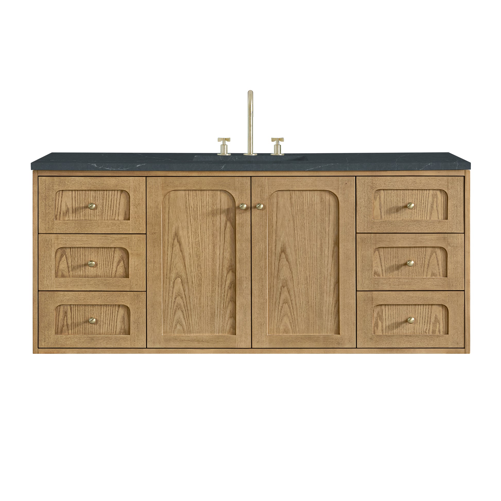 James Martin Vanities Laurent 60" Light Natural Oak Single Vanity With 3cm Charcoal Soapstone Quartz Top