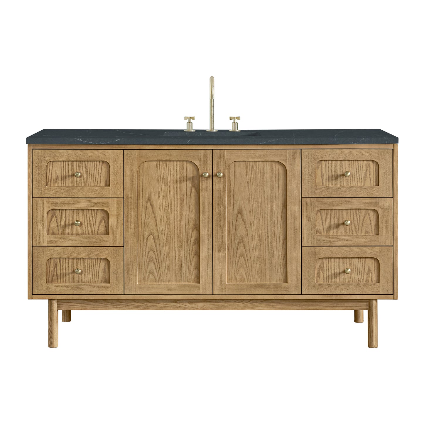 James Martin Vanities Laurent 60" Light Natural Oak Single Vanity With 3cm Charcoal Soapstone Quartz Top