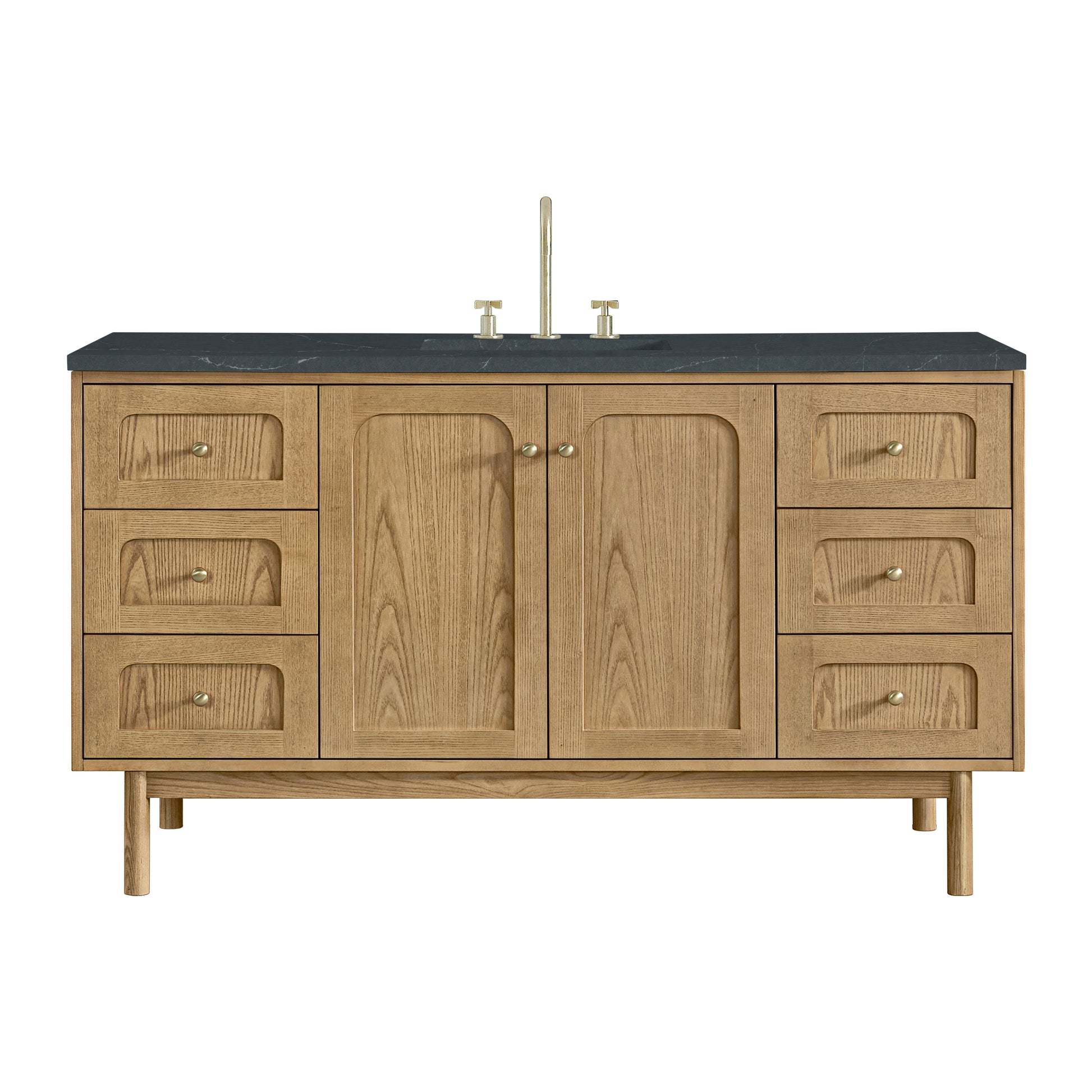 James Martin Vanities Laurent 60" Light Natural Oak Single Vanity With 3cm Charcoal Soapstone Quartz Top