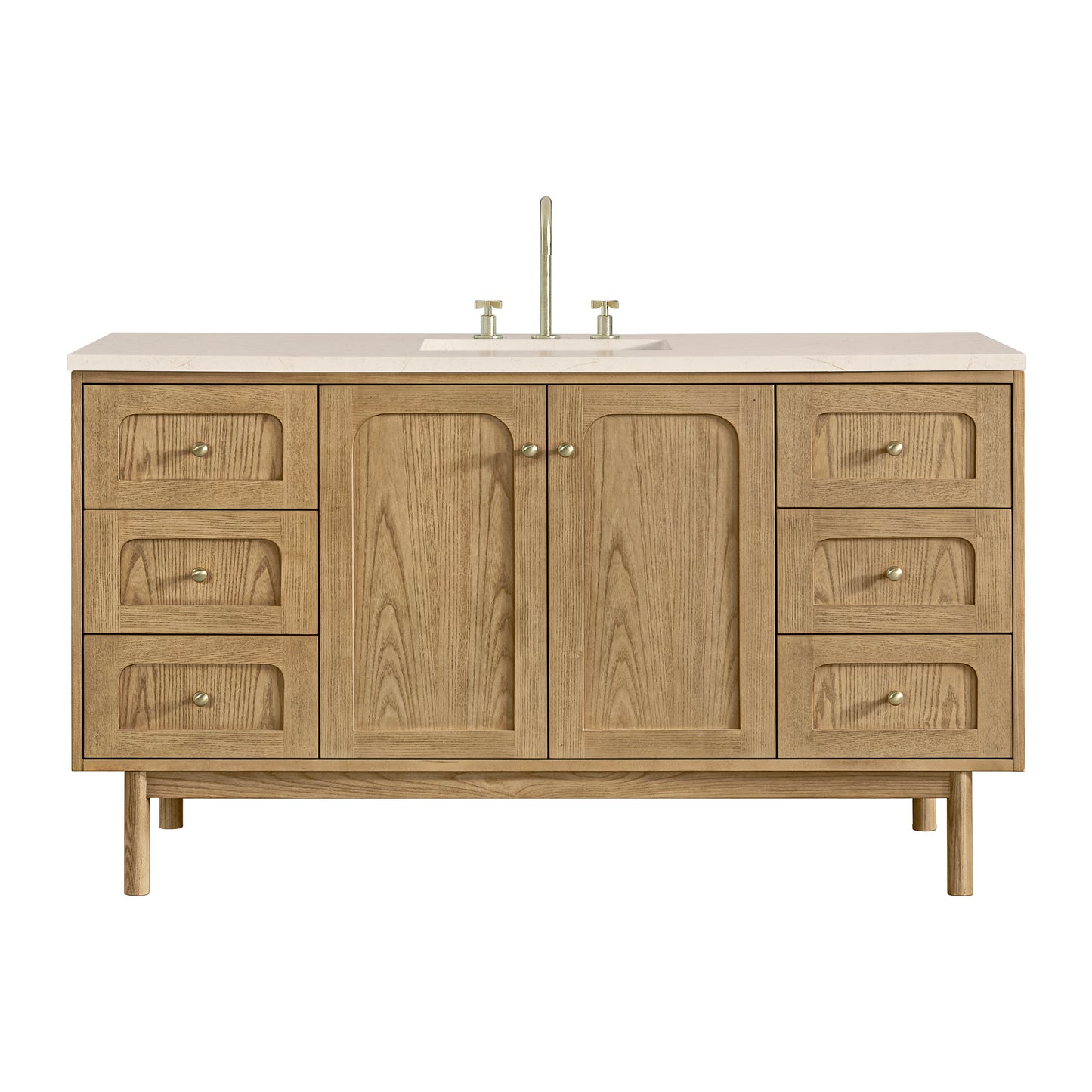 James Martin Vanities Laurent 60" Light Natural Oak Single Vanity With 3cm Eternal Marfil Quartz Top
