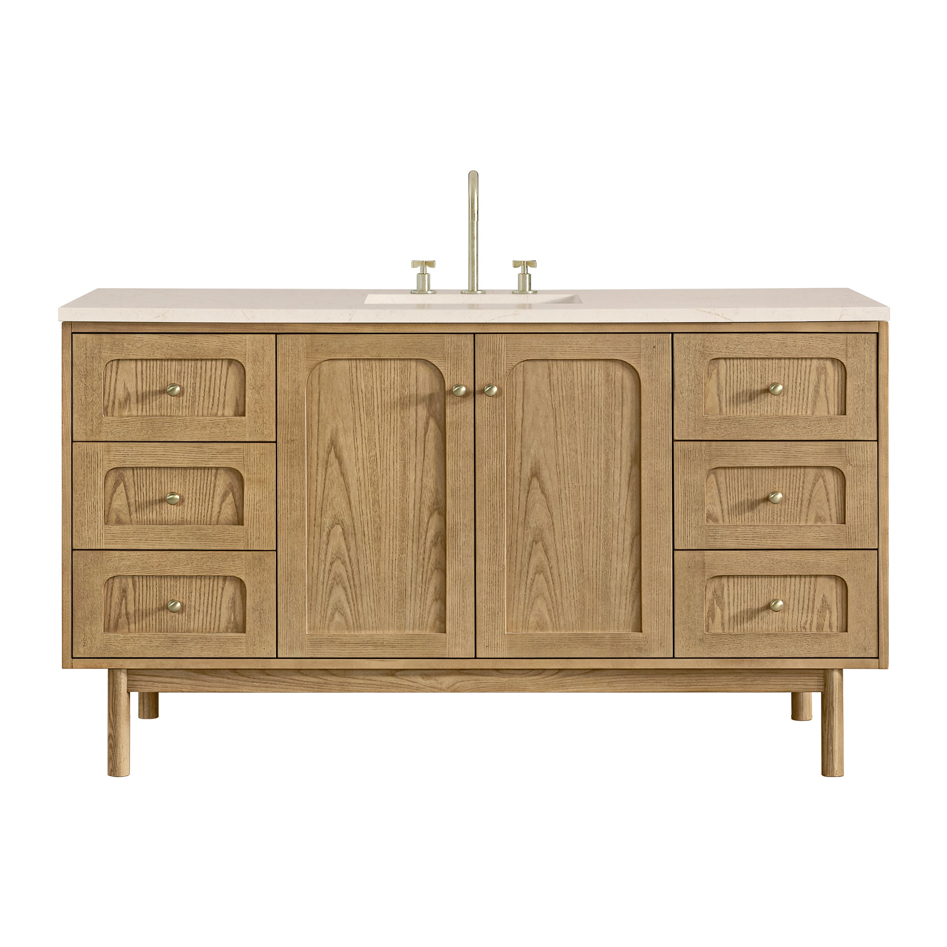 James Martin Vanities Laurent 60" Light Natural Oak Single Vanity With 3cm Eternal Marfil Quartz Top