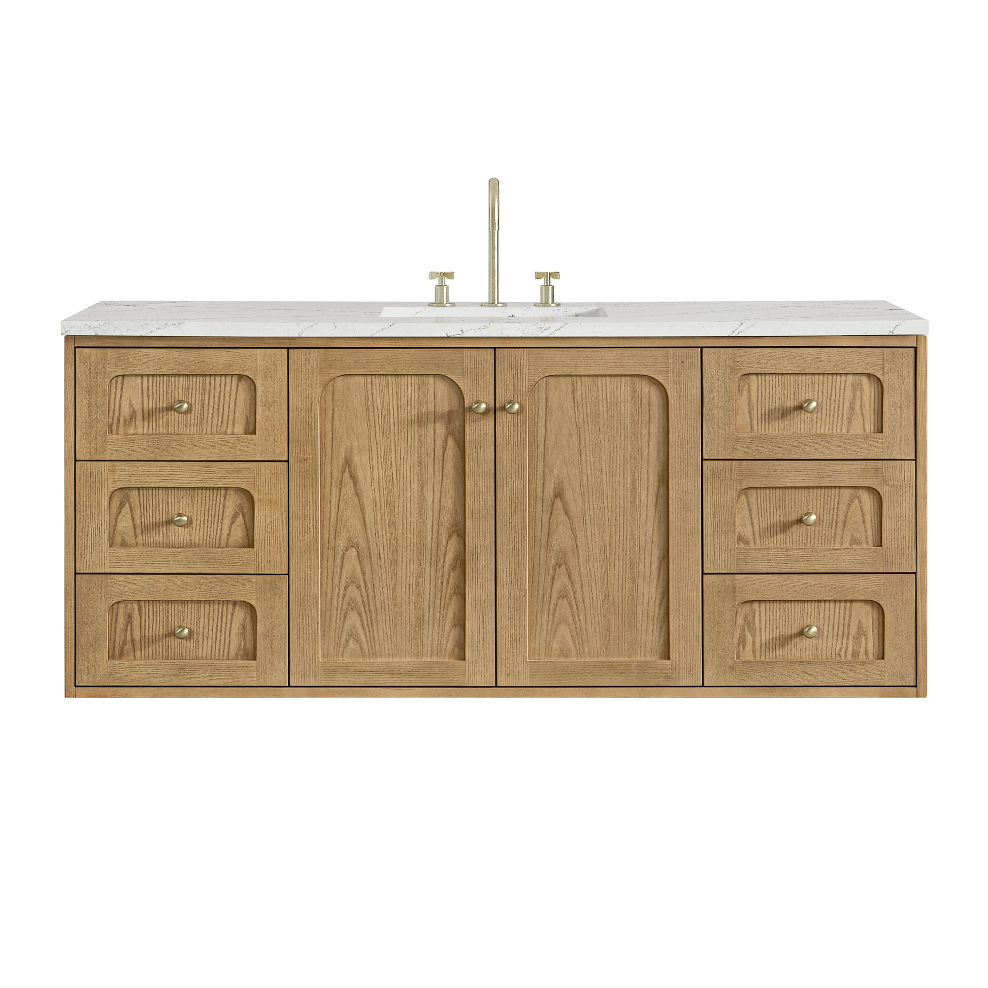 James Martin Vanities Laurent 60" Light Natural Oak Single Vanity With 3cm Ethereal Noctis Quartz Top