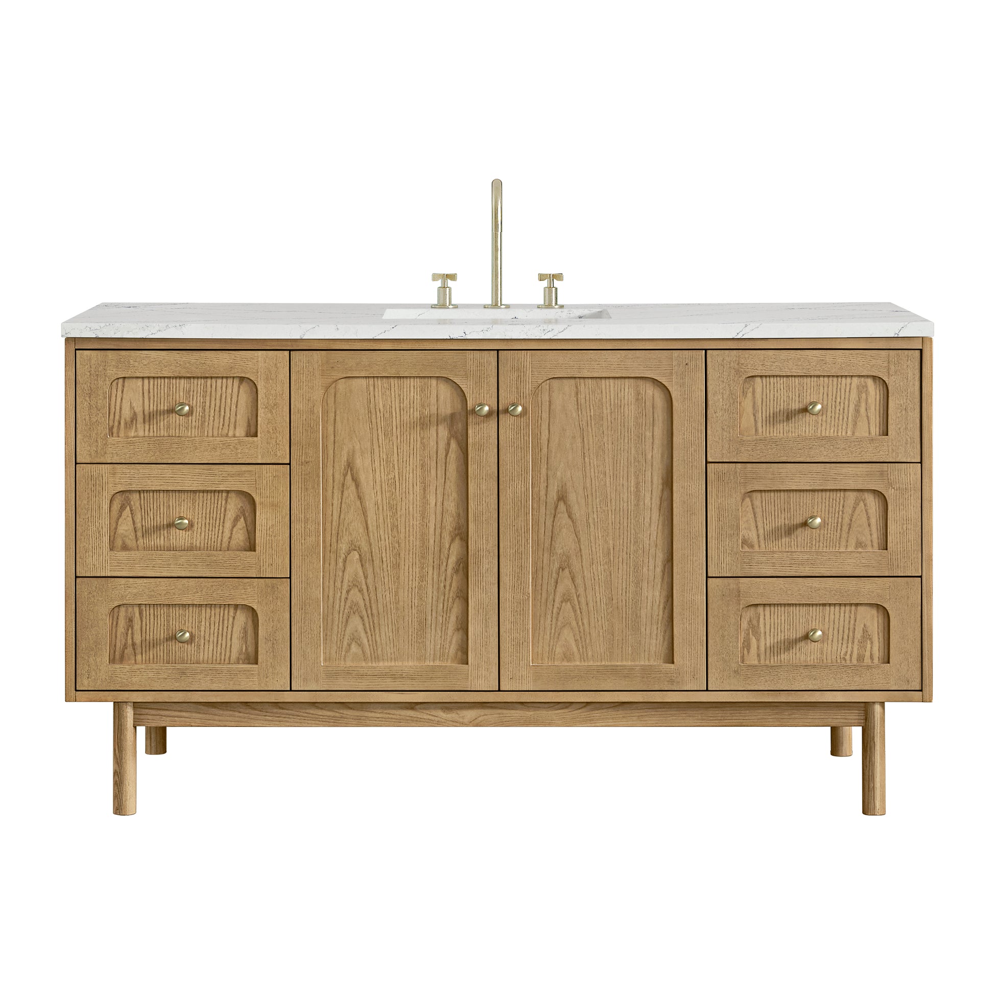 James Martin Vanities Laurent 60" Light Natural Oak Single Vanity With 3cm Ethereal Noctis Quartz Top