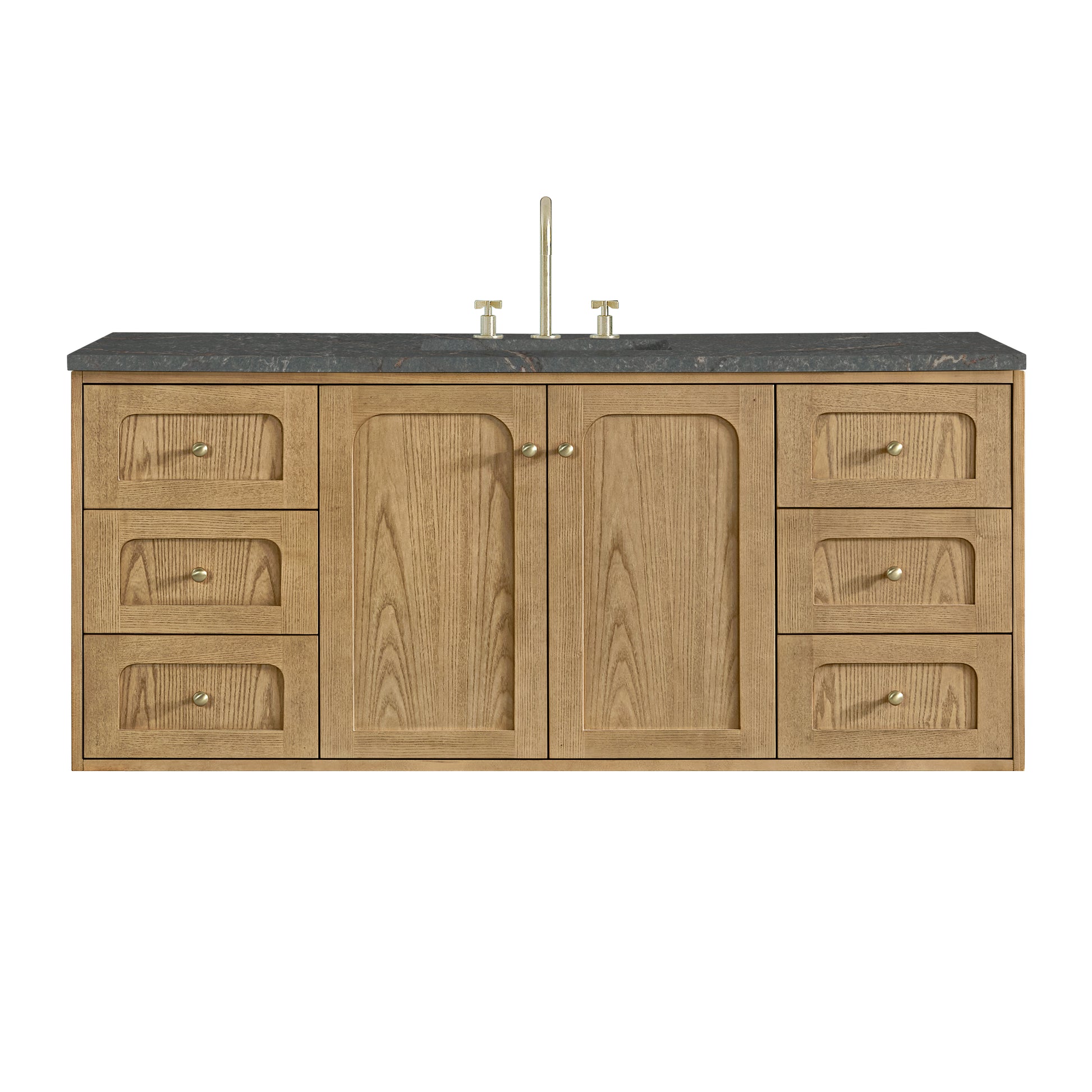 James Martin Vanities Laurent 60" Light Natural Oak Single Vanity With 3cm Parisien Bleu Quartz Top