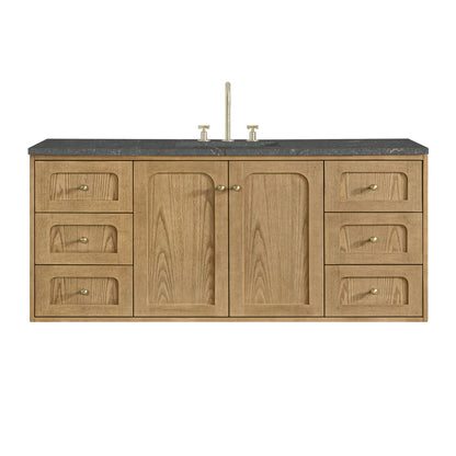 James Martin Vanities Laurent 60" Light Natural Oak Single Vanity With 3cm Parisien Bleu Quartz Top