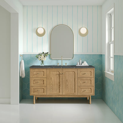 James Martin Vanities Laurent 60" Light Natural Oak Single Vanity With 3cm Parisien Bleu Quartz Top